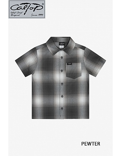KS001 S/S PLAID : PEWTER